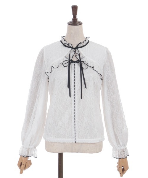 axes femme POETIQUE（アクシーズファムポエティック）の「ボレロ風バイカラーレースＰＯ（Tシャツ/カットソー・レディース・ブラック/ホワイト/ピンク・MEDIUM）」の19枚目の写真