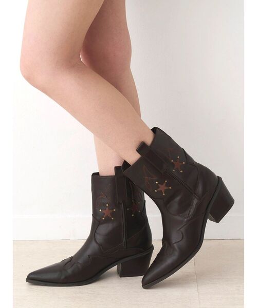 CALNAMUR（カルナムール）の「ショートウエスタンブーツ（ブーツ・レディース・ブラック/ブラウン・SMALL/MEDIUM/LARGE）」の3枚目の写真