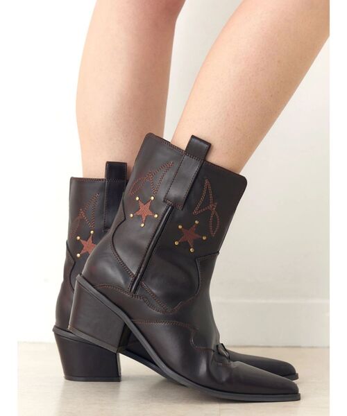 CALNAMUR（カルナムール）の「ショートウエスタンブーツ（ブーツ・レディース・ブラック/ブラウン・SMALL/MEDIUM/LARGE）」の5枚目の写真