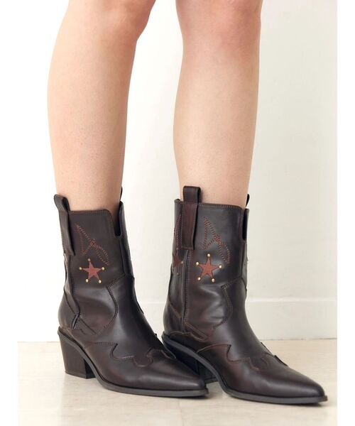 CALNAMUR（カルナムール）の「ショートウエスタンブーツ（ブーツ・レディース・ブラック/ブラウン・SMALL/MEDIUM/LARGE）」の6枚目の写真