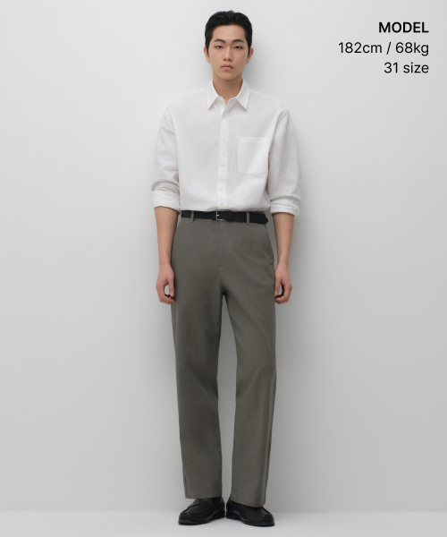 MUSINSA STANDARD（ムシンサスタンダード）の「[シティワーカーズ] リネンブレンドテーパードパンツ [カーキグレー]（その他パンツ・メンズ・その他・26/27/28/29/30/31/32/33/34/36/38/40/42）」の4枚目の写真