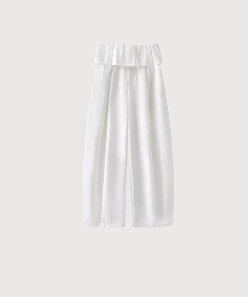 LA POMME petit(ラポミ・プチ)の「Layered Wrap Skirt Wide Pants(その他パンツ・レディース・ホワイト/ベージュ・LARGE/MEDIUM/SMALL)」の1枚目の写真