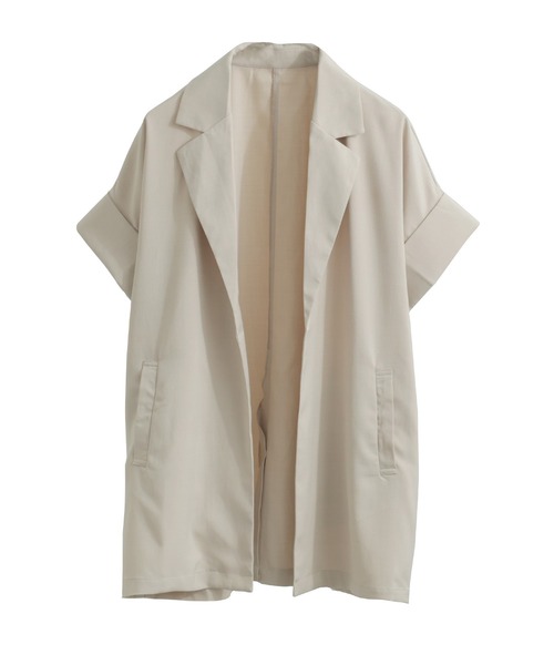 Fashion Letter（ファッションレター）の「ヴィンテージ風ワッシャー ハーフスリーブガウンジャケット（テーラードジャケット・レディース・ブラック/アイボリー/モカ・M）」の11枚目の写真