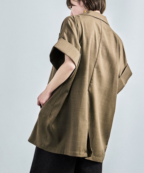 Fashion Letter（ファッションレター）の「ヴィンテージ風ワッシャー ハーフスリーブガウンジャケット（テーラードジャケット・レディース・ブラック/アイボリー/モカ・M）」の18枚目の写真