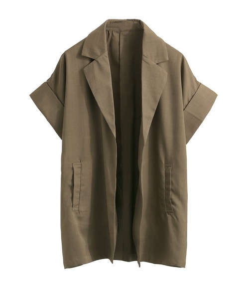 Fashion Letter（ファッションレター）の「ヴィンテージ風ワッシャー ハーフスリーブガウンジャケット（テーラードジャケット・レディース・ブラック/アイボリー/モカ・M）」の20枚目の写真