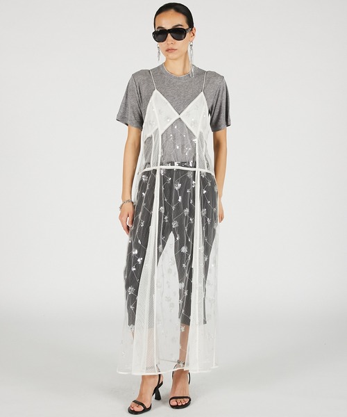 PRANK PROJECT(プランクプロジェクト)の「【2026Summer Pre-Order】シアービジューキャミドレス / Sheer Beaded Cami Dress(ワンピース・レディース・ホワイト/ブラック・FREE)」の1枚目の写真