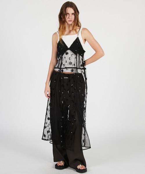 PRANK PROJECT(プランクプロジェクト)の「【2026Summer Pre-Order】シアービジューキャミドレス / Sheer Beaded Cami Dress(ワンピース・レディース・ホワイト/ブラック・FREE)」の2枚目の写真