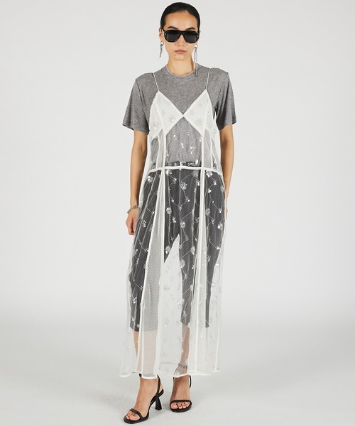 PRANK PROJECT(プランクプロジェクト)の「【2026Summer Pre-Order】シアービジューキャミドレス / Sheer Beaded Cami Dress(ワンピース・レディース・ホワイト/ブラック・FREE)」の7枚目の写真