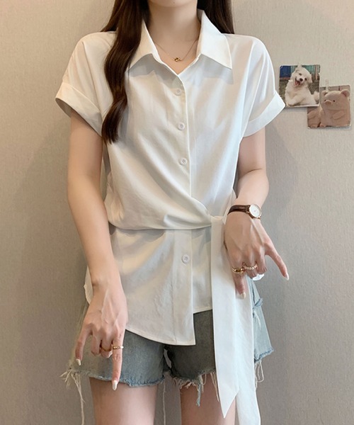 2ly2(トゥーリートゥー)の「ウエストリボンシャツブラウス / フレンチスリーブ シャツトップス(シャツ/ブラウス・レディース・ブルー/イエロー/ホワイト・FREE)」の22枚目の写真