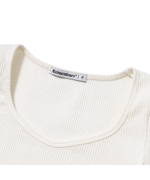 EXTRAORDINARY(エクストラオーディナリー)の「W RIBBED TEE IVORY(Tシャツ/カットソー・レディース・その他・F)」の4枚目の写真