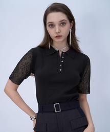 HARE（ハレ）の「ソデレースニットポロTシャツ(HARE)（ポロシャツ）」
