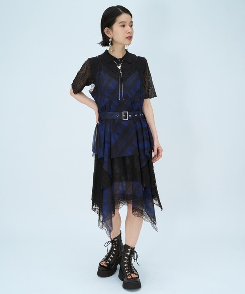 HARE(ハレ)の「ソデレースニットポロTシャツ(HARE)(ポロシャツ・レディース・ブルー/ブラック・FREE)」の13枚目の写真