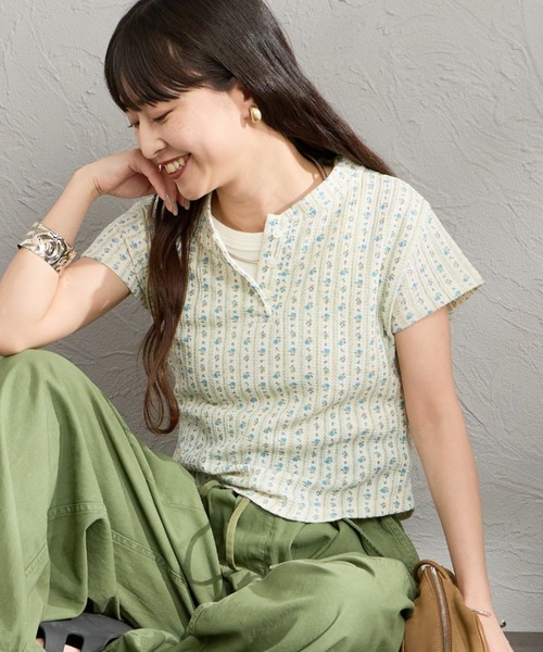 JEMORGAN（ジェーイーモーガン）の「[JEMORGAN/ジェーイーモーガン] 別注 ワッフル ヘンリーネックパックTシャツ（Tシャツ/カットソー・レディース・ブラック/グレー/ブルー/ブルー系その他/ピンク・F）」の5枚目の写真