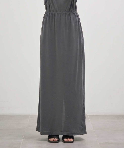 INSCRIRE(アンスクリア)の「【INSCRIRE/アンスクリア】Light Jersey Long Skirt/ライトジャージーロングスカート(デニムパンツ・レディース・モカ/チャコールグレー・36/38)」の4枚目の写真