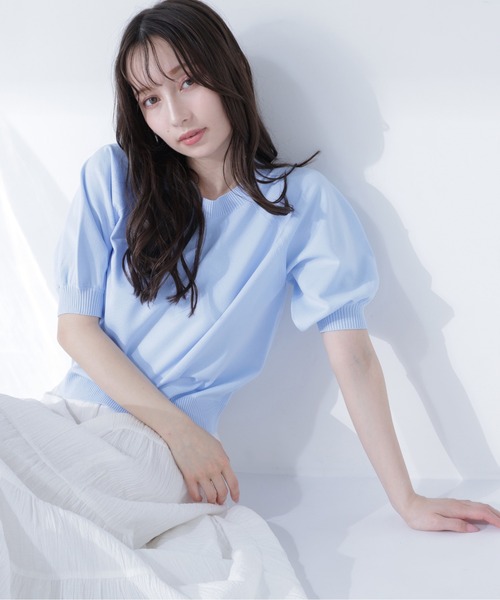 NATURAL BEAUTY BASIC(ナチュラルビューティーベーシック)の「ユースフルフォルムニット(ニット/セーター・レディース・オレンジ系その他/ブルー/オフホワイト/ブラック・フリ-)」の3枚目の写真