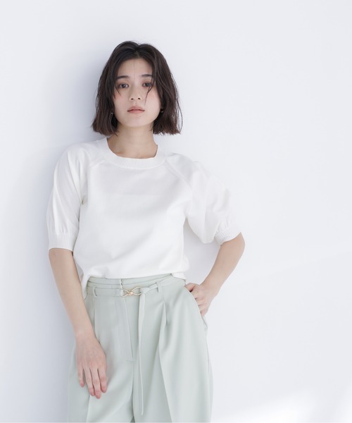 NATURAL BEAUTY BASIC(ナチュラルビューティーベーシック)の「ユースフルフォルムニット(ニット/セーター・レディース・オレンジ系その他/ブルー/オフホワイト/ブラック・フリ-)」の9枚目の写真