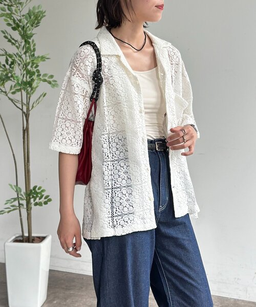 CPCM（シーピーシーエム）の「インドレース開襟シャツ（シャツ/ブラウス・メンズ・アイボリー/チャコールグレー/グリーン/ネイビー・LARGE/SMALL/MEDIUM）」の8枚目の写真