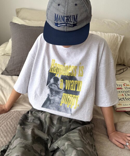 CIAOPANIC TYPY（チャオパニックティピー）の「【UNISEX】【プラスサイズあり】DOG＆CATアソートロゴプリントTee（Tシャツ/カットソー・レディース・ホワイト/ブルー/チャコールグレー/グレー・XX-LARGE/LARGE/MEDIUM）」の3枚目の写真