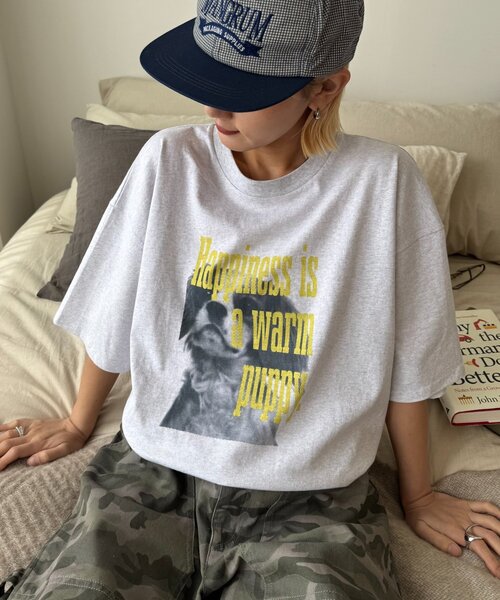 CIAOPANIC TYPY（チャオパニックティピー）の「【UNISEX】【プラスサイズあり】DOG＆CATアソートロゴプリントTee（Tシャツ/カットソー・レディース・ホワイト/ブルー/チャコールグレー/グレー・XX-LARGE/LARGE/MEDIUM）」の18枚目の写真