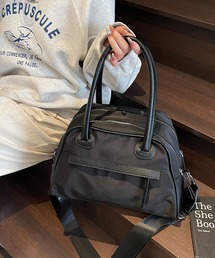 配色パイピング ナイロン ボストンバッグ