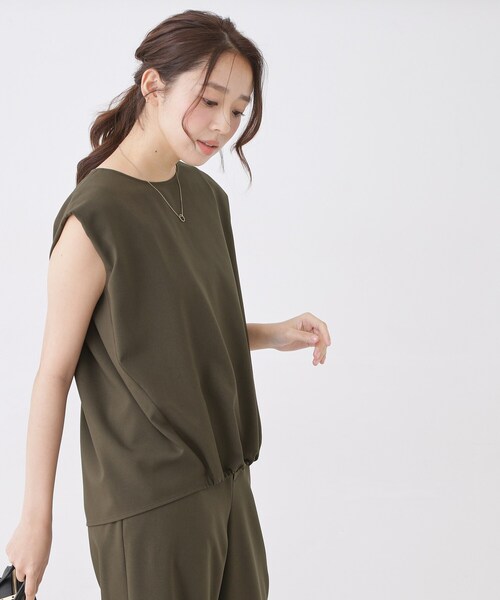 COUP DE CHANCE（クードシャンス）の「【手洗い可／セットアップ可】フロント裾ギャザープルオーバー（Tシャツ/カットソー・レディース・ナチュラル/ブラウン系その他/ブラック・40/38/36/34）」の9枚目の写真