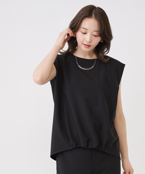 COUP DE CHANCE（クードシャンス）の「【手洗い可／セットアップ可】フロント裾ギャザープルオーバー（Tシャツ/カットソー・レディース・ナチュラル/ブラウン系その他/ブラック・40/38/36/34）」の15枚目の写真