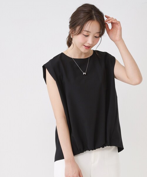 COUP DE CHANCE（クードシャンス）の「【手洗い可／セットアップ可】フロント裾ギャザープルオーバー（Tシャツ/カットソー・レディース・ナチュラル/ブラウン系その他/ブラック・40/38/36/34）」の18枚目の写真