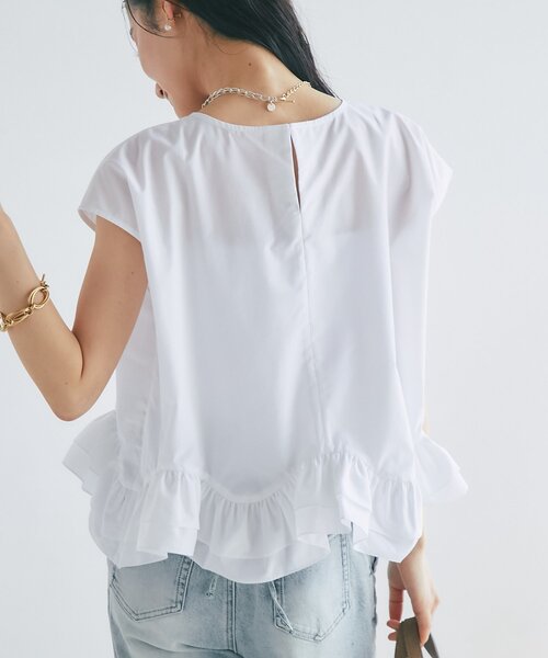 La boutique BonBon（ラブティックボンボン）の「【360°魅力UP！】ランダムペプラムフレンチブラウス（シャツ/ブラウス・レディース・ピンク/ホワイト/サックスブルー・FREE）」の6枚目の写真