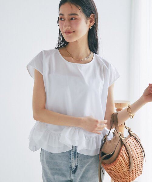 La boutique BonBon（ラブティックボンボン）の「【360°魅力UP！】ランダムペプラムフレンチブラウス（シャツ/ブラウス・レディース・ピンク/ホワイト/サックスブルー・FREE）」の7枚目の写真
