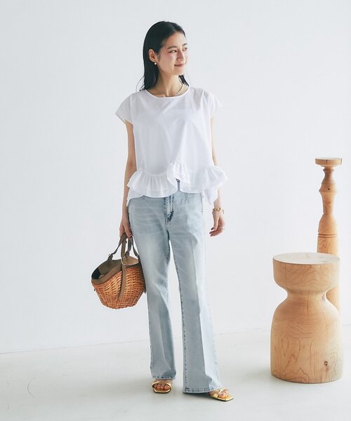 La boutique BonBon（ラブティックボンボン）の「【360°魅力UP！】ランダムペプラムフレンチブラウス（シャツ/ブラウス・レディース・ピンク/ホワイト/サックスブルー・FREE）」の8枚目の写真