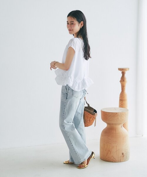 La boutique BonBon（ラブティックボンボン）の「【360°魅力UP！】ランダムペプラムフレンチブラウス（シャツ/ブラウス・レディース・ピンク/ホワイト/サックスブルー・FREE）」の9枚目の写真