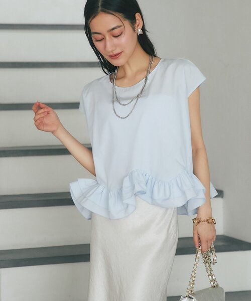 La boutique BonBon（ラブティックボンボン）の「【360°魅力UP！】ランダムペプラムフレンチブラウス（シャツ/ブラウス・レディース・ピンク/ホワイト/サックスブルー・FREE）」の15枚目の写真