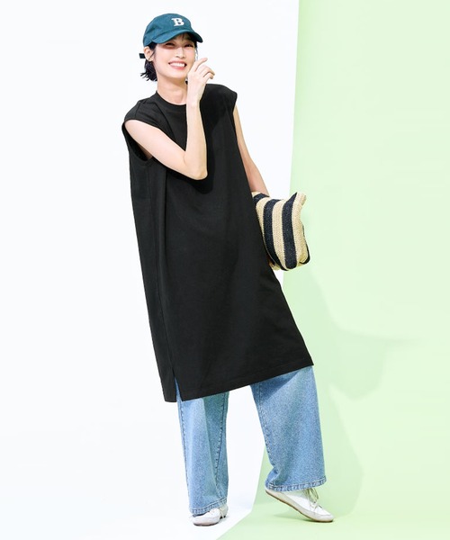 coca(coca)(コカ)の「ノースリーブカットワンピース(ワンピース・レディース・ブルー/ホワイト/ブラック/レッド・L/M/S/XL)」の1枚目の写真