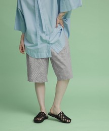 チェック サッカー スラックス バミューダ ハーフパンツ / 短パン / Checkered Slacks Shorts