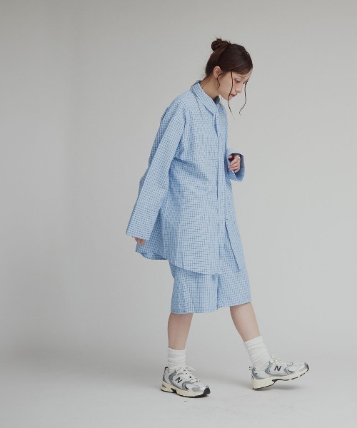 W:Huku(フーク)の「チェック サッカー スラックス バミューダ ハーフパンツ / 短パン / Checkered Slacks Shorts(その他パンツ・レディース・グレー/ブルー/アイボリー・FREE)」の21枚目の写真