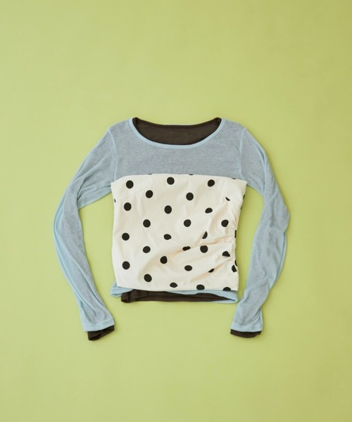 Rohwel（ローウェル）の「Sheer Long Sleeve Tee / シアーロングスリーブT（Tシャツ/カットソー・レディース・ブラウン/ピンク/パープル/グリーン/ライトブルー/チャコールグレー・FREE）」の18枚目の写真