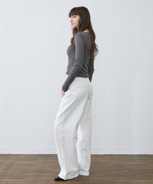 Rohwel（ローウェル）の「Sheer Long Sleeve Tee / シアーロングスリーブT（Tシャツ/カットソー・レディース・ブラウン/ピンク/パープル/グリーン/ライトブルー/チャコールグレー・FREE）」の9枚目の写真