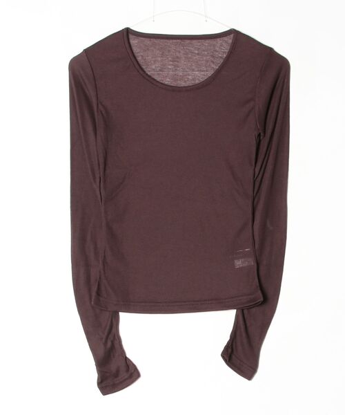 Rohwel（ローウェル）の「Sheer Long Sleeve Tee / シアーロングスリーブT（Tシャツ/カットソー・レディース・ブラウン/ピンク/パープル/グリーン/ライトブルー/チャコールグレー・FREE）」の14枚目の写真
