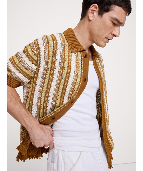 Banana Republic(バナナリパブリック)の「フリンジ コットン ポロ カーディガン(カーディガン/ボレロ・メンズ・マルチ・S/M/L/XL)」の3枚目の写真
