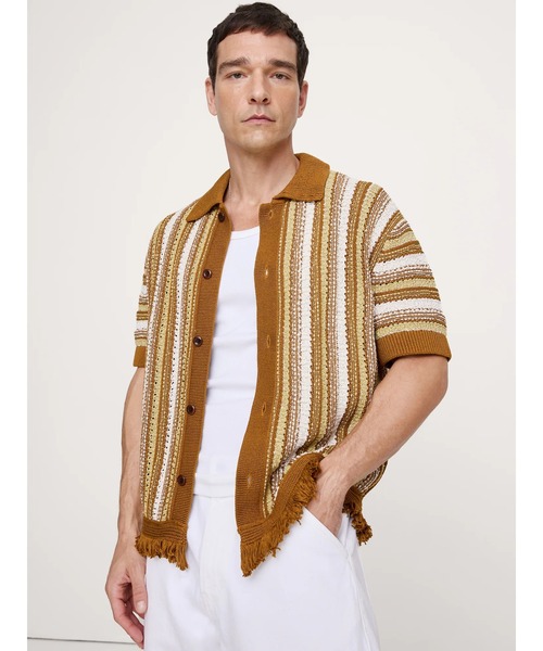 Banana Republic(バナナリパブリック)の「フリンジ コットン ポロ カーディガン(カーディガン/ボレロ・メンズ・マルチ・S/M/L/XL)」の1枚目の写真