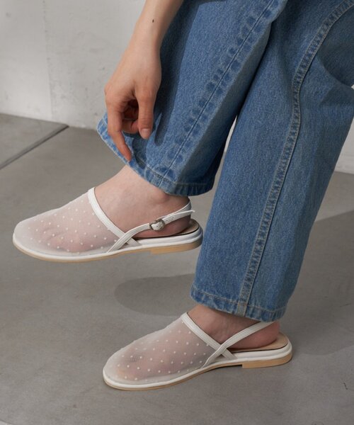 CIAOPANIC TYPY(チャオパニックティピー)の「:【S~XLサイズ展開!】ドット柄シアーメッシュフラットサンダル(サンダル・レディース・ブラック/オフホワイト・X-LARGE/LARGE/MEDIUM/SMALL)」の5枚目の写真
