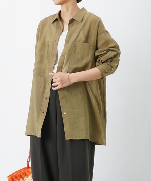 LUCA/LADY LUCK LUCA(ルカ/レディラックルカ)の「LC/LLL シアーシャツ/シアーオーバーシャツ(シャツ/ブラウス・レディース・チャコールグレー/カーキ/ブラウン・FREE)」の11枚目の写真