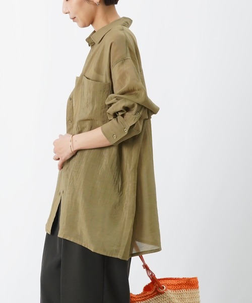 LUCA/LADY LUCK LUCA(ルカ/レディラックルカ)の「LC/LLL シアーシャツ/シアーオーバーシャツ(シャツ/ブラウス・レディース・チャコールグレー/カーキ/ブラウン・FREE)」の12枚目の写真