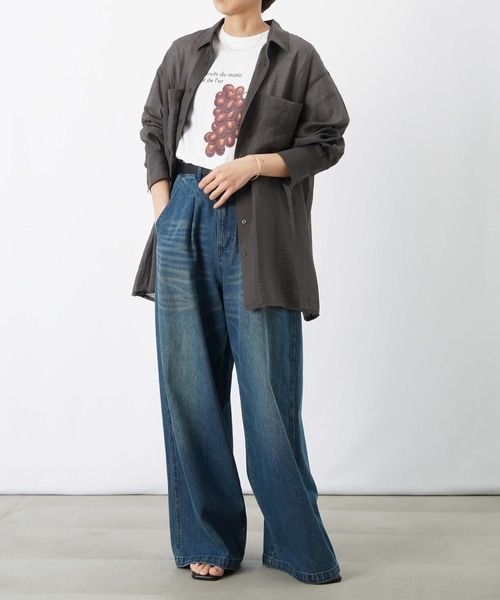 LUCA/LADY LUCK LUCA(ルカ/レディラックルカ)の「LC/LLL シアーシャツ/シアーオーバーシャツ(シャツ/ブラウス・レディース・チャコールグレー/カーキ/ブラウン・FREE)」の16枚目の写真