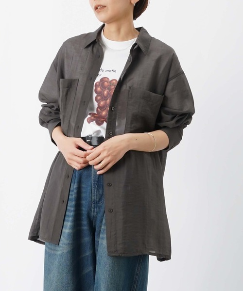 LUCA/LADY LUCK LUCA(ルカ/レディラックルカ)の「LC/LLL シアーシャツ/シアーオーバーシャツ(シャツ/ブラウス・レディース・チャコールグレー/カーキ/ブラウン・FREE)」の17枚目の写真