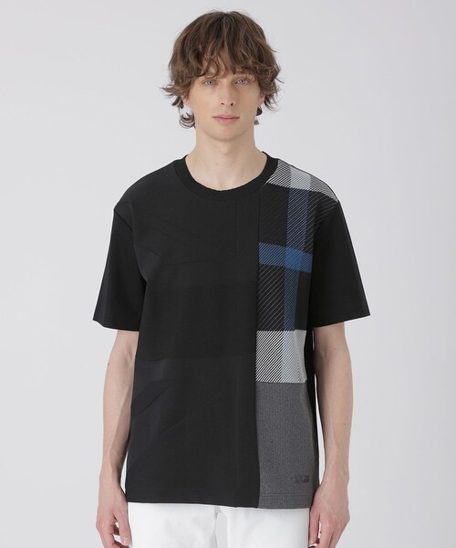 BLACK LABEL CRESTBRIDGE(ブラックレーベル・クレストブリッジ)の「ARTISANALユニオンジャックハイブリッドTシャツ(Tシャツ/カットソー・メンズ・ブラック/オフホワイト・S/XL/L/M)」の1枚目の写真