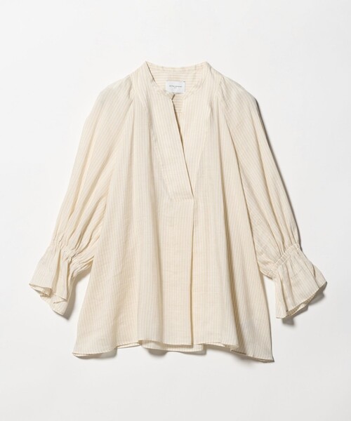 UNITED ARROWS(ユナイテッドアローズ)の「ラミー スキッパー Vネック ブラウス ‐ウォッシャブル‐(シャツ/ブラウス・レディース・その他2/イエロー/ネイビー・FREE)」の15枚目の写真