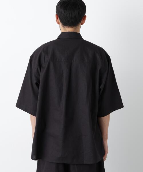 NANO universe(ナノユニバース)の「「FRENCH LINEN」イタリアンスキッパー半袖シャツ(シャツ/ブラウス・メンズ・ブラック/ホワイト・M/S/L)」の11枚目の写真