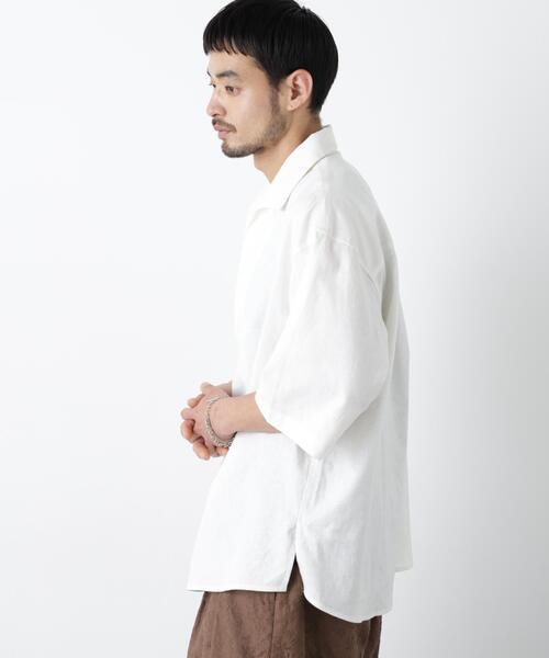 NANO universe(ナノユニバース)の「「FRENCH LINEN」イタリアンスキッパー半袖シャツ(シャツ/ブラウス・メンズ・ブラック/ホワイト・M/S/L)」の17枚目の写真