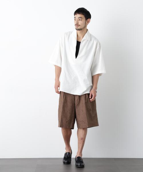 NANO universe(ナノユニバース)の「「FRENCH LINEN」イタリアンスキッパー半袖シャツ(シャツ/ブラウス・メンズ・ブラック/ホワイト・M/S/L)」の20枚目の写真